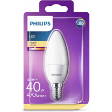 Bec Philips led E14 5.5W(40W) 470 lumeni alb cald B35 lumînare